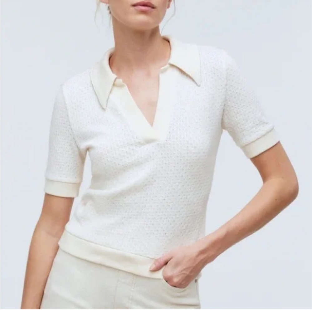 Madewell Textured Knit Polo Top – Size Large